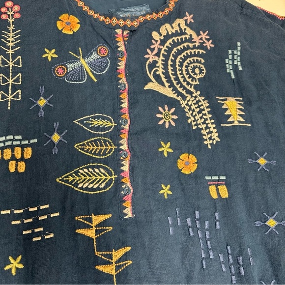 Johnny Was Biya Embroidered linen Blue Tunic dress size XL NWT - Picture 6 of 15